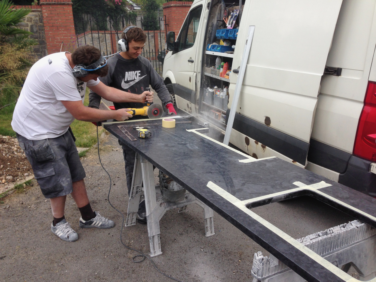 Cutting granite worktop