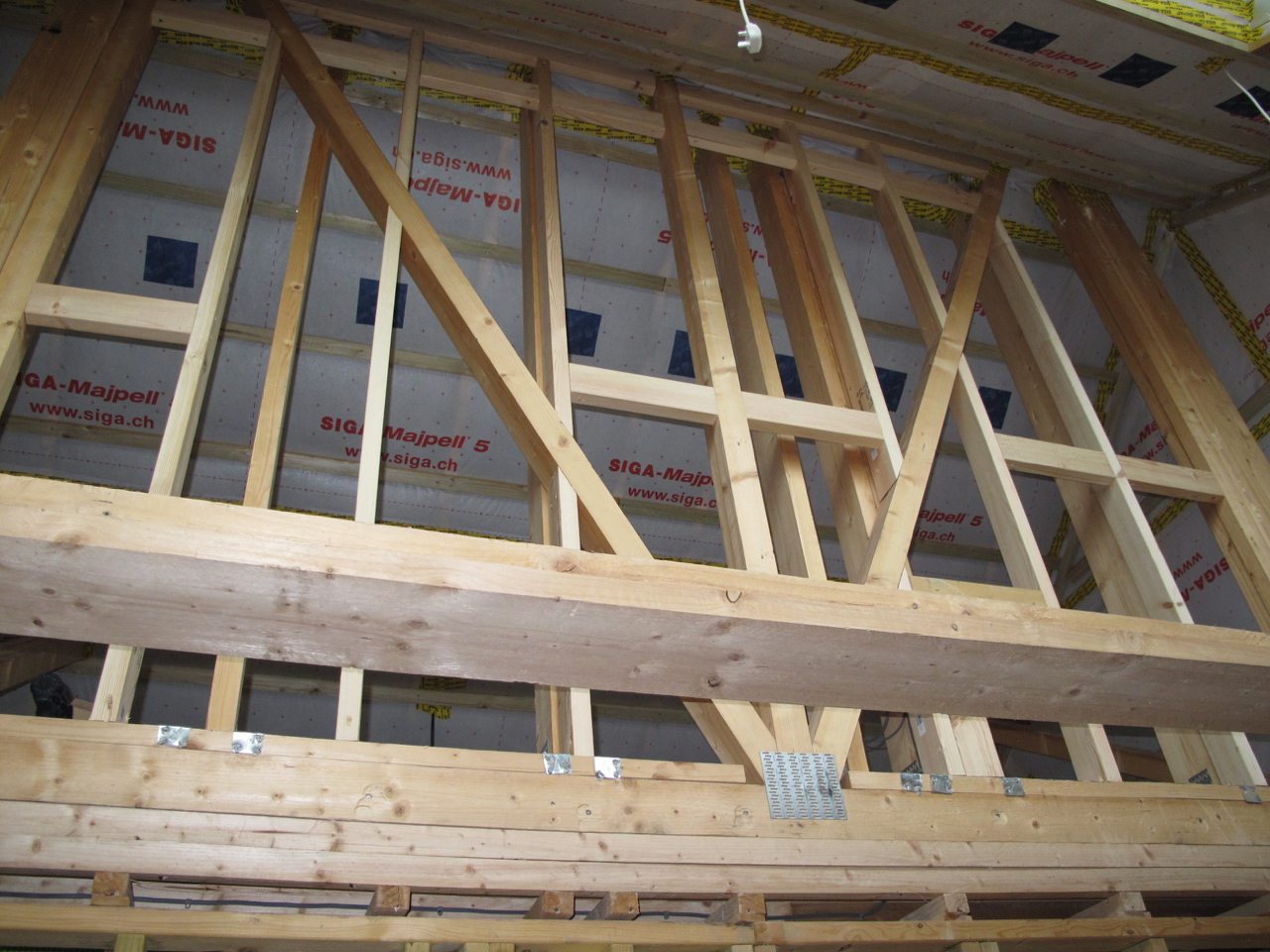 Additional framing above landing